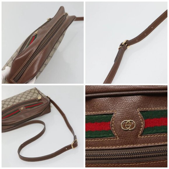 GUCCI GG Supreme Web Sherry Line Bag PVC Beige Gold 001 56 6472 Auth ep10466 - Picture 16 of 16